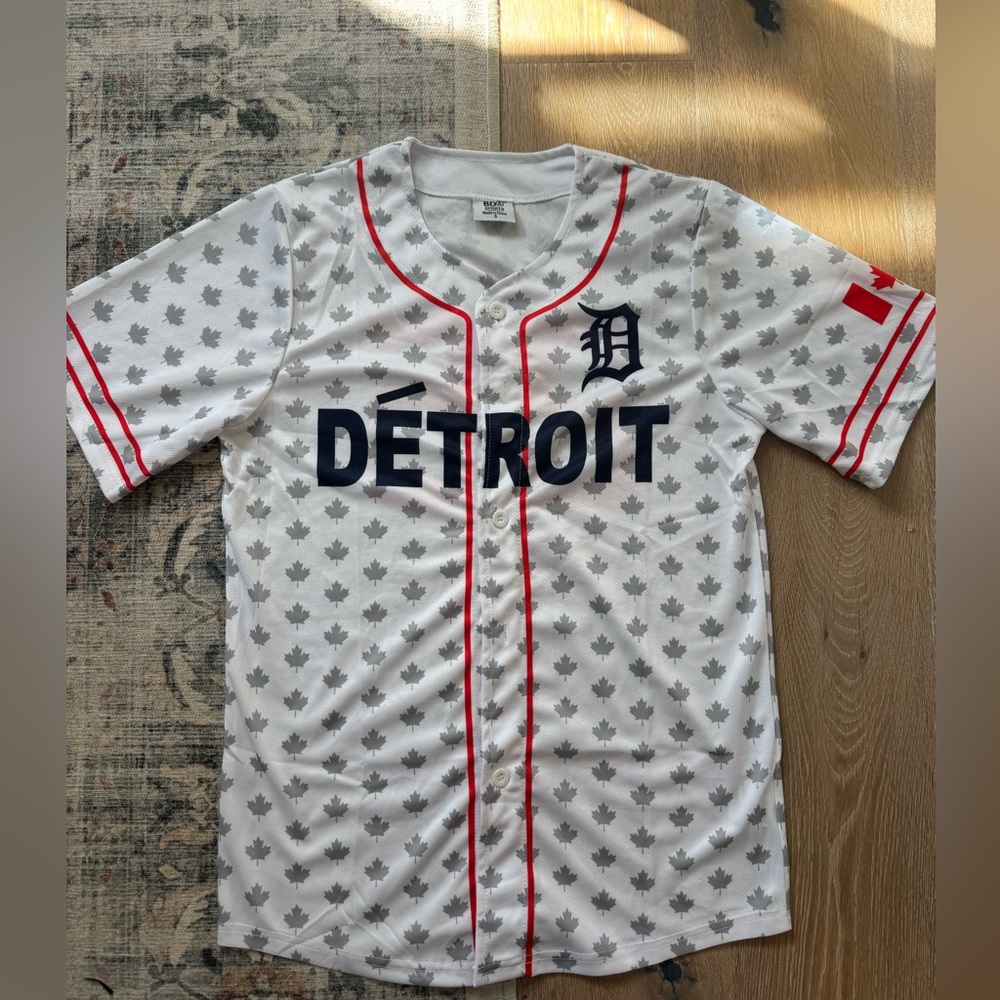 Detroit Tigers True North Canada Baseball Jersey with Maple Leaf Pattern